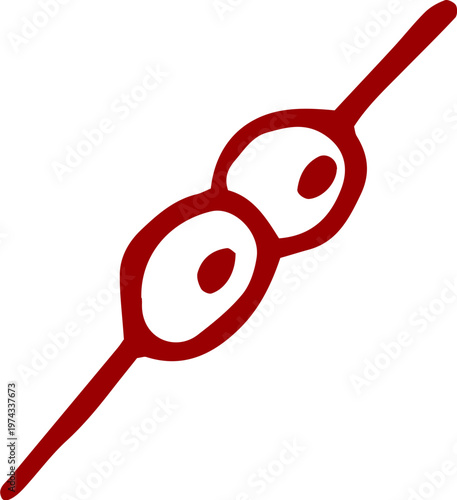 Martini garnish olives on cocktail pick. Wine and cocktail party vintage drawings series.