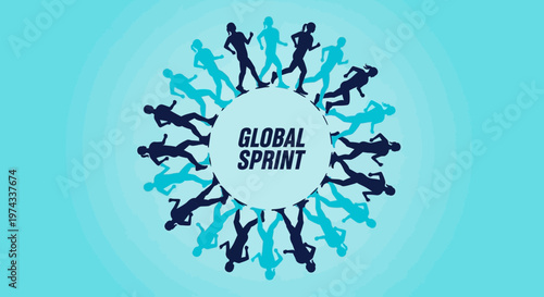 Diverse People Sprinting Together Symbolizing Global Motion And Connection