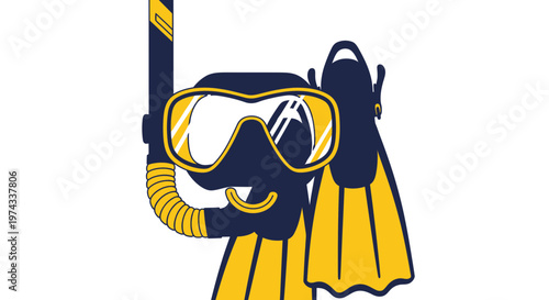 Diving Mask Snorkel And Fins Underwater Sport Gear Illustration