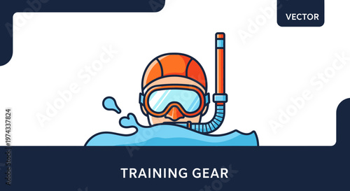 Dive Training Equipment Icon Fun Cartoon Vector Art