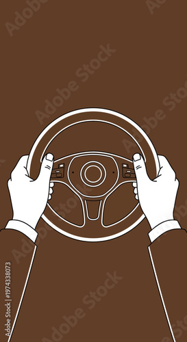 Driver's Hands Grip Steering Wheel Driving Journey Control Vehicle Safety