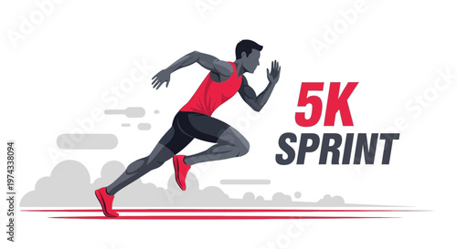 Dynamic 5k Sprint Athlete In Motion Redefined Speed And Endurance