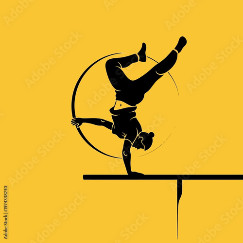 Dynamic Aerial Hoop Performer Silhouette Expressing Grace And Strength