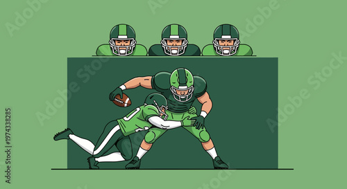 Dynamic American Football Action Shot With Players In Motion