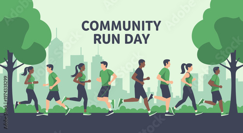 Diverse Community Engages in a Lively Group Run Event Outdoors