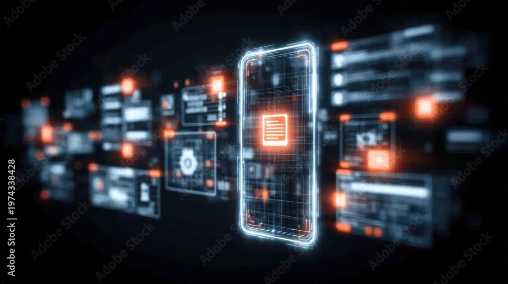 Fototapeta premium Modern technology offers a digital solution for system improvement, using an advanced tool born from relentless innovation in high tech research.