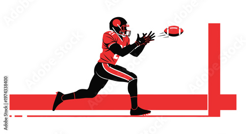 Dynamic American Football Player Catching The Ball In Action