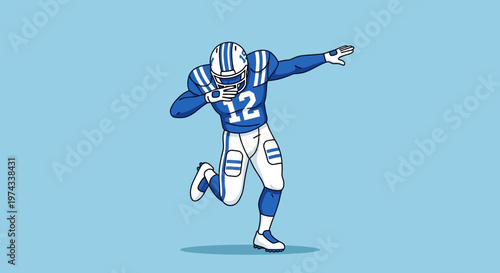 Dynamic American Football Player Executes Celebratory Dab Pose