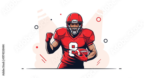 Dynamic American Football Player Celebrating Victory With Ball