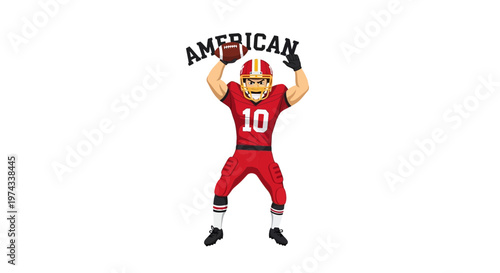 Dynamic American Football Player Illustration Ready For Action
