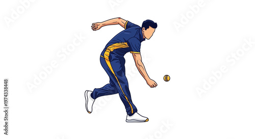Dynamic Athlete Delivering A Cricket Ball In Mid-Action Pose