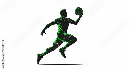 Dynamic Athlete Dribbling Basketball Athletic Motion Graphic