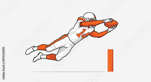 Dynamic American Football Player Makes Amazing Diving Catch With Ball