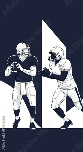 Dynamic American Football Players Illustrating Competition And Strategy