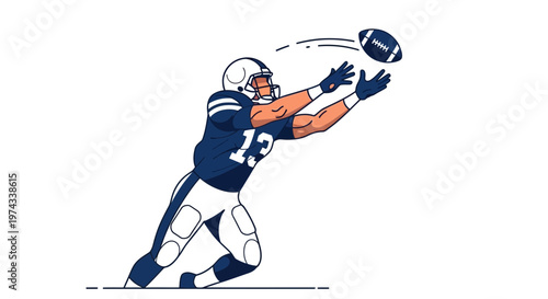 Dynamic Athlete Grabs Football Mid-Air in Sport Illustration