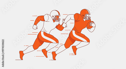 Dynamic American Football Players In Action Minimalist Design Style