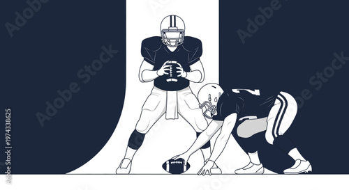 Dynamic American Football Players In Action Illustration Sport Themed