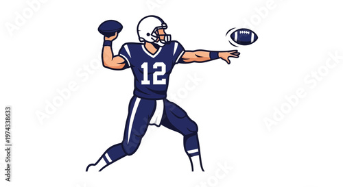 Dynamic American Football Quarterback Throwing a Perfect Spiral