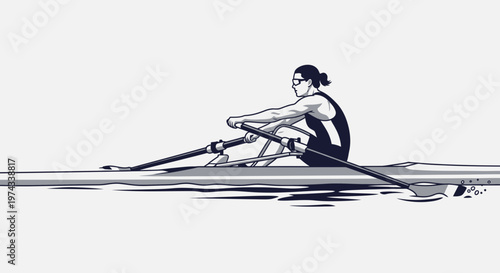 Dynamic Athlete In Single Scull Rowing Competition A Focused Moment