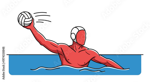 Dynamic Athlete In Water Polo Pose With Ball Action Shot Minimalist Graphic