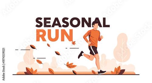 Dynamic Autumn Athlete Engages In A Seasonal Outdoor Running Activity