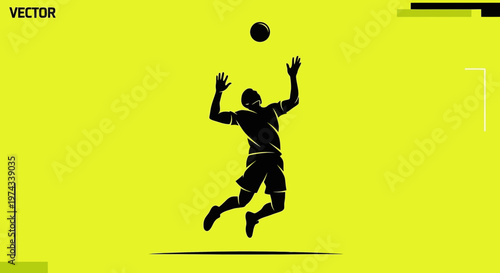 Dynamic Athlete Leaping To Serve Volleyball In Mid-Air