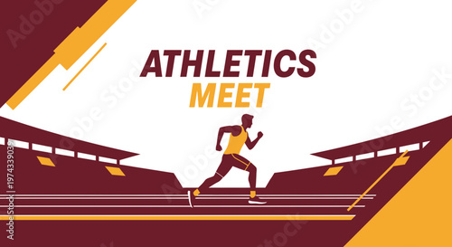 Dynamic Athletics Meet Championship Event Running Man Stadium Silhouette