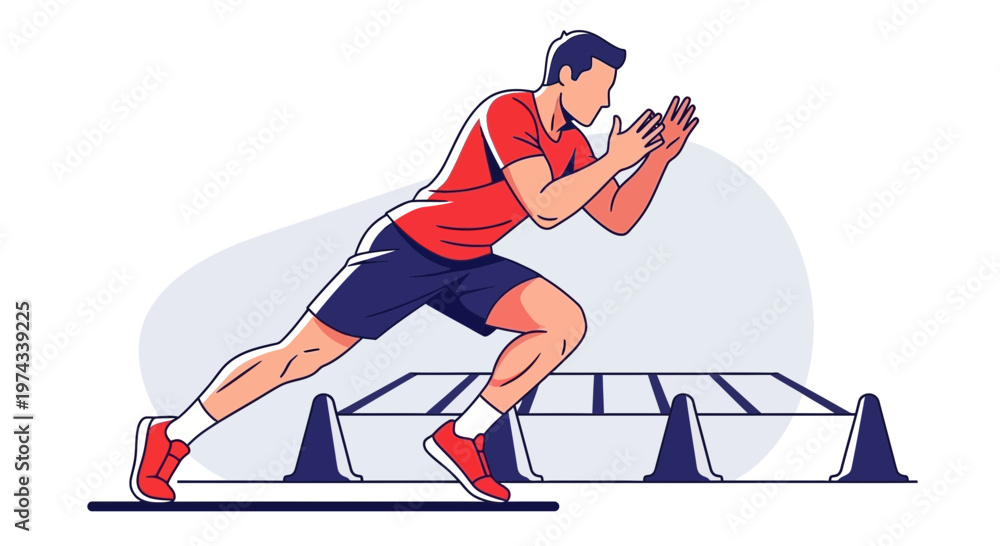 Fototapeta premium Dynamic Athlete Performing Agility Drills on Training Ladder
