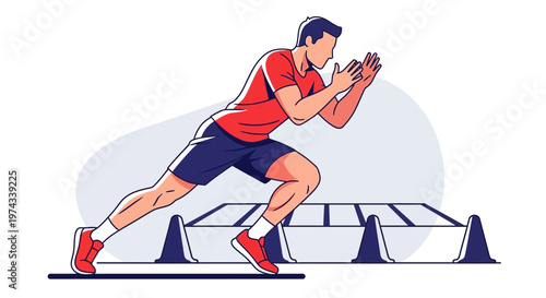 Dynamic Athlete Performing Agility Drills on Training Ladder