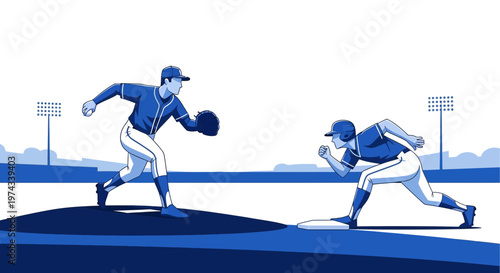 Dynamic Baseball Game Action Scene With Two Players
