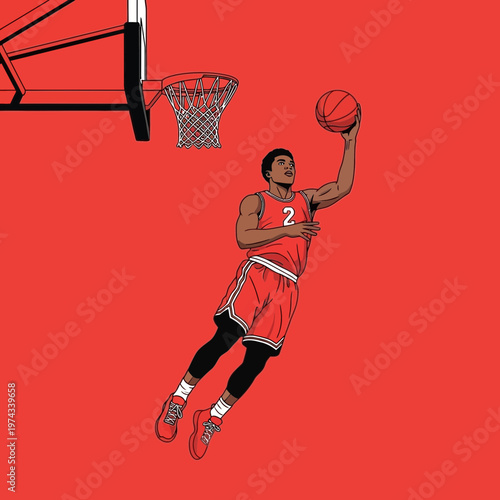 Dynamic Athlete Soaring For Slam Dunk Action Shot