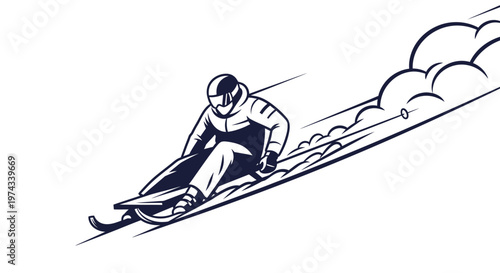 Dynamic Athlete Speeding Down Icy Track