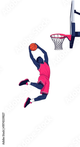 Dynamic Basketball Player Dunking With Athletic Grace and Skill