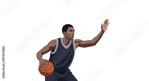 Dynamic Basketball Player In Action Dribbling And Defending Isolated On White