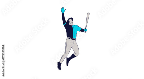 Dynamic Baseball Player Celebration Action Shot