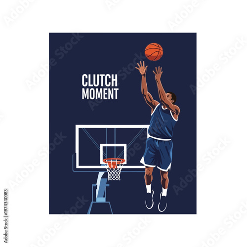 Dynamic Basketball Player Soaring For A Winning Shot In Clutch Moment Illustration