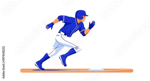 Dynamic Baseball Player Sprinting Towards Victory With Intense Focus