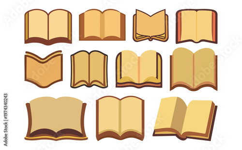 開いた古本ベクターイラストセット	