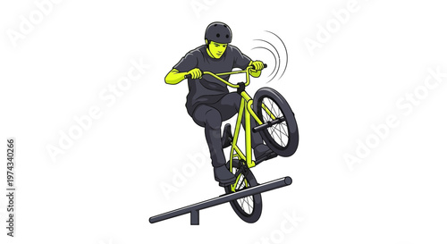 Dynamic Bicycle Rider Executes Thrilling Trick on Rail