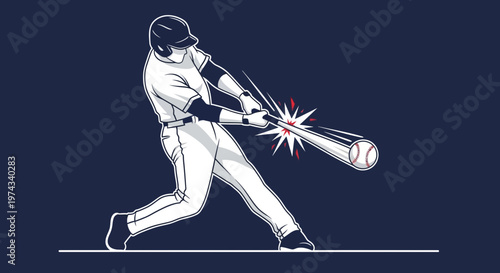 Dynamic Baseball Player Swinging Bat Capturing Action Impact