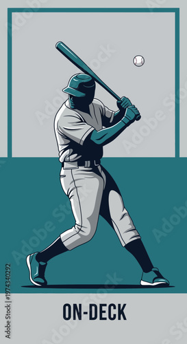 Dynamic Baseball Player Swinging Bat During Game On-Deck Circle