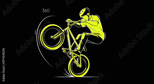 Dynamic Bicycle Rider Performing A Stunt On Black Background
