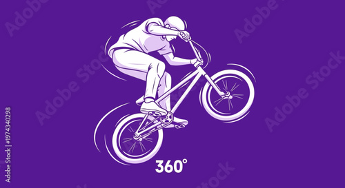 Dynamic Bicycle Rider Performing 360 Degree Jump Trick