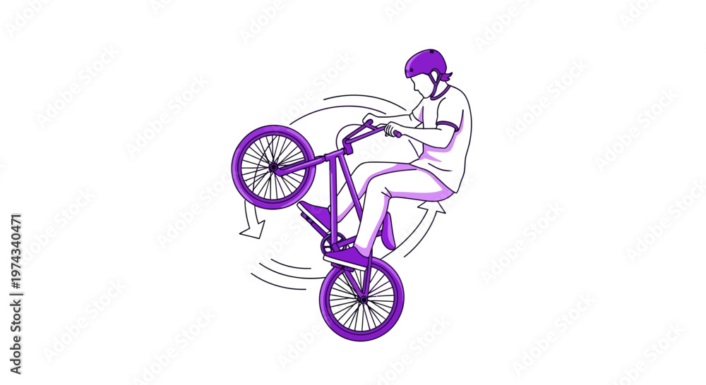 Naklejka premium Dynamic Bicycle Trick Performer Executing A Wheelie