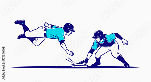 Dynamic Baseball Slide Action Illustration Intense Sport Competition