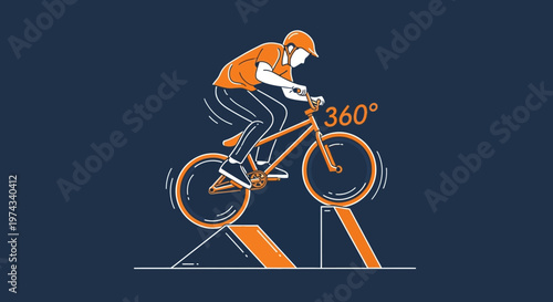 Dynamic Bicycle Rider Performs Extreme 360 Degree Trick