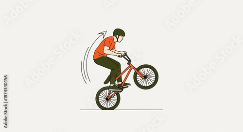 Dynamic Bicycle Stunt Rider Performing an Impressive Wheelie Trick