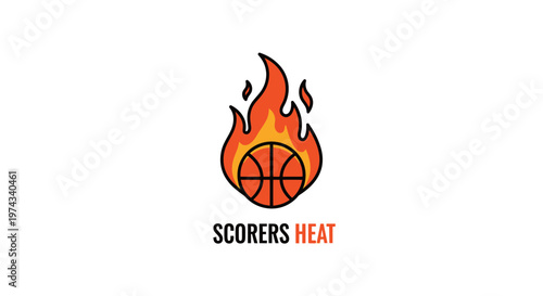 Dynamic Basketball On Fire Logo Design Representing Intense Performance