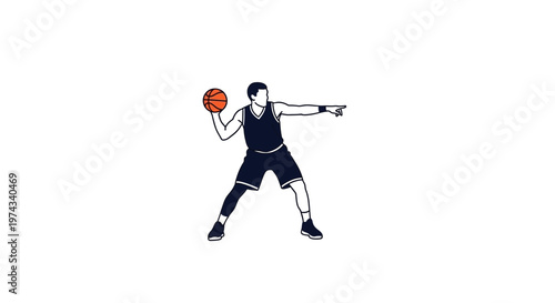 Dynamic Basketball Player Action Pose With Ball