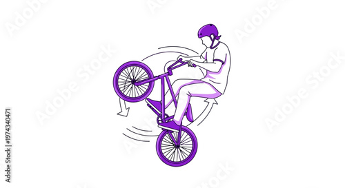 Dynamic Bicycle Trick Performer Executing A Wheelie